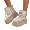 Fashion Women's Winter Snow Boots Fleece Lined Thick Bottomed Cotton Shoes 2025 Ties Fashionable Warm Rubber Outsole 6CM Heightening