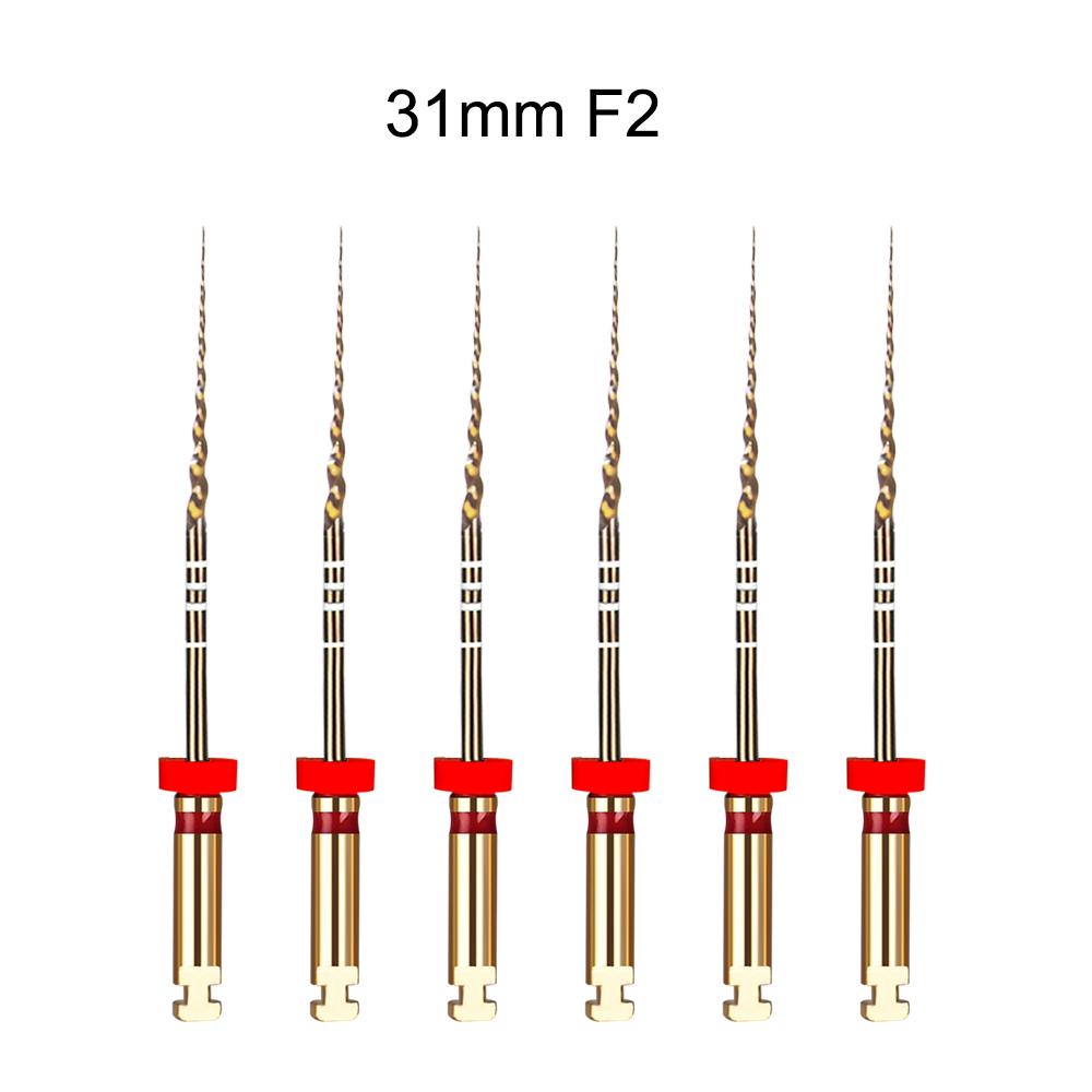 6 szt./pudełko Złote elastyczne pilniki dentystyczne, obrotowe pilniki endodontyczne, złote pilniki endodontyczne, 21/25/31 mm, niklowo-tytanowe, narzędzie stomatologiczne