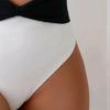 New Sexy Black and White Contrasting Metal Decoration Hanging Neck One-piece Women's Swimsuit Summer Beachwear