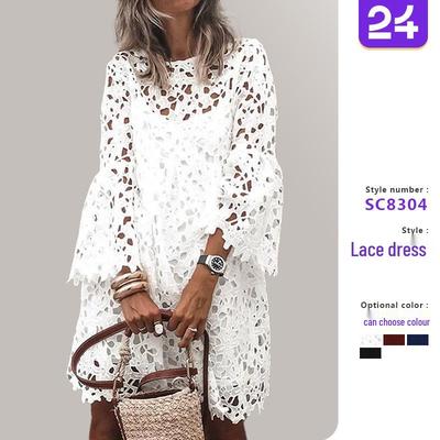 2025 Summer European & American Women's Ethnic Lace Floral Dress - Chic Short Skirt