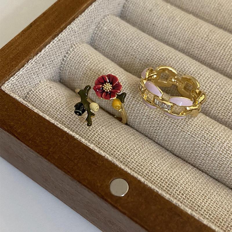 Trendy Ins Style Flower And Branch Ring For Women Elegant Geometric Fashion Accessory