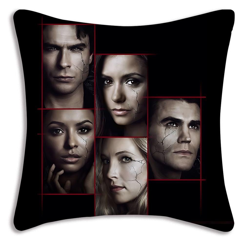 Hot American Tv Series Vampire Diaries Pillow Covers Sofa Decorative Home Double-Sided Printing Short Plush Cute Cushion Cover