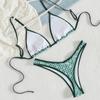 Split Swimsuit Solid Color Small Daisy Hemming High Cut Thong Premium Swimsuit Suit Women