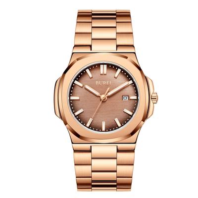 BUREI Men's Analog Quartz Watch, Simple Design, Waterproof, Black, Popular, Stylish, for Gentlemen, Business, Casual, Luminous, Watch Q
