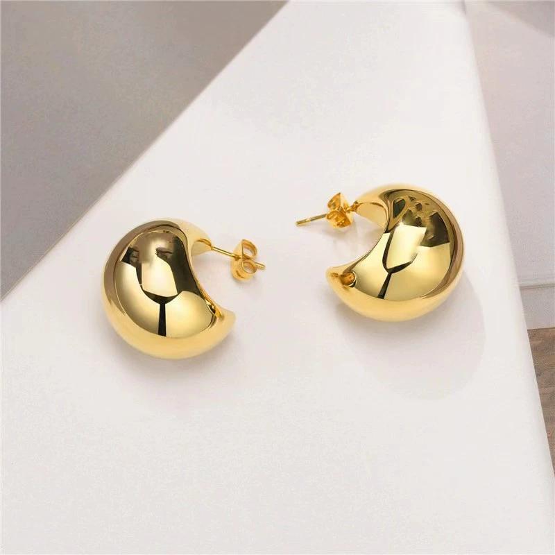 

Simple Arc Spherical C-Shape Stud Earrings for Women Delicate Simple Girl Zircon Christmas Gift
