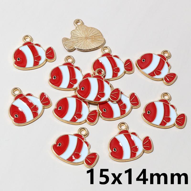 20pcs Enamel Fish Charms Pendant for Earrings Necklace Bracelet Findings Alloy Metal DIY Jewelry Making Accessories