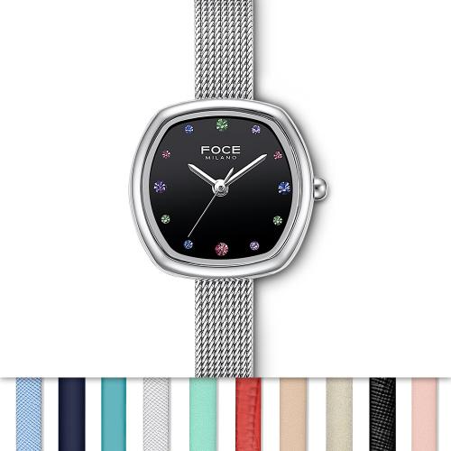 

[FOCE LADY] FOCE LADY Women s Macaron Interchangeable Band Watch FM2016BK White Saffiano