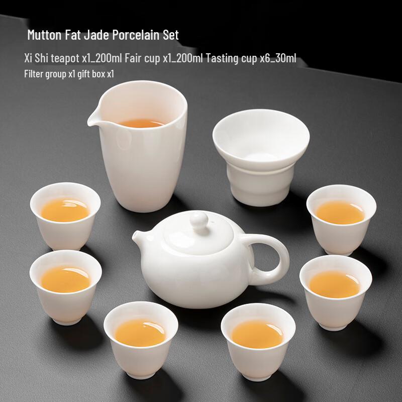 Jialang Mutton Fat Jade Ceramic Kung Fu Tea Set
