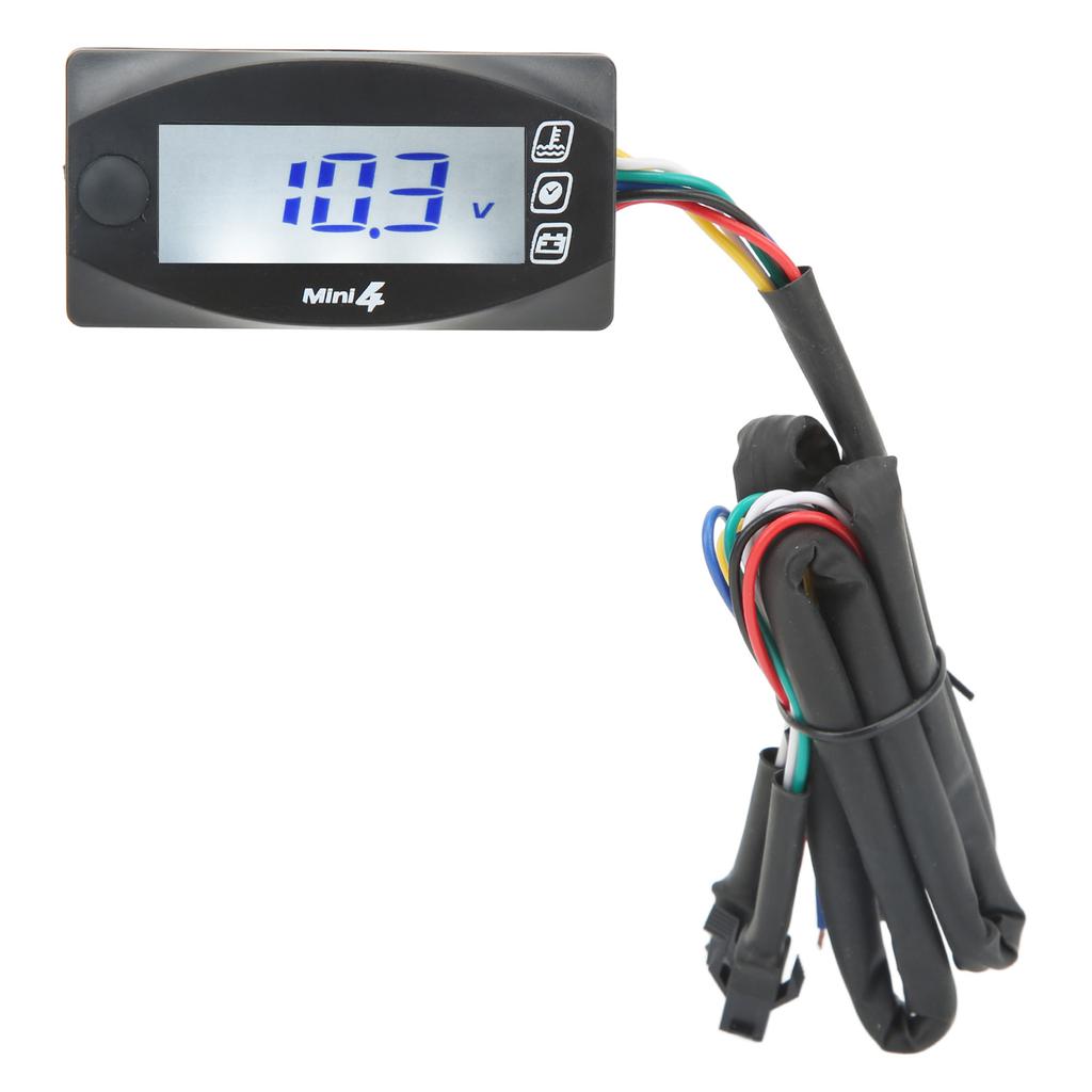 4 In 1 Motorcycle Digital Thermometer LCD Screen Engine Water Voltage Time Meter Universal DC12V