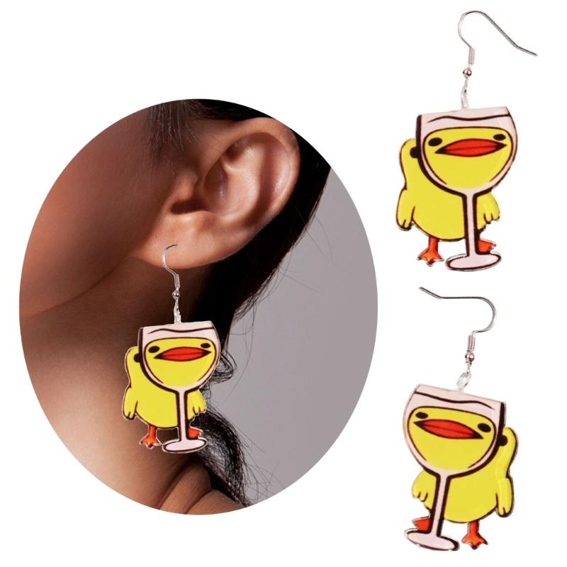 Quirky Duck Shaped Enlarged Animal Earrings For Eye Catching Fashion Statements Suitable for Various Occasion