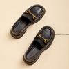 Fashion Metal Buckle British Pu Leather Loafers Women's Doudou Shoes Pumps New Korean Version Single Shoes 2025 Women's Flats