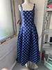 Nanyou Sommer Retro Gepunktetes Spaghettiträger Schwingkleid für Damen