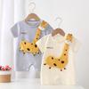 Infant Giraffe Rompers Summer Short-sleeve Skin-friendly Romper for Boys Girls Cute Cartoon 3D Giraffe Jumpsuit Breathable Crawling Clothes