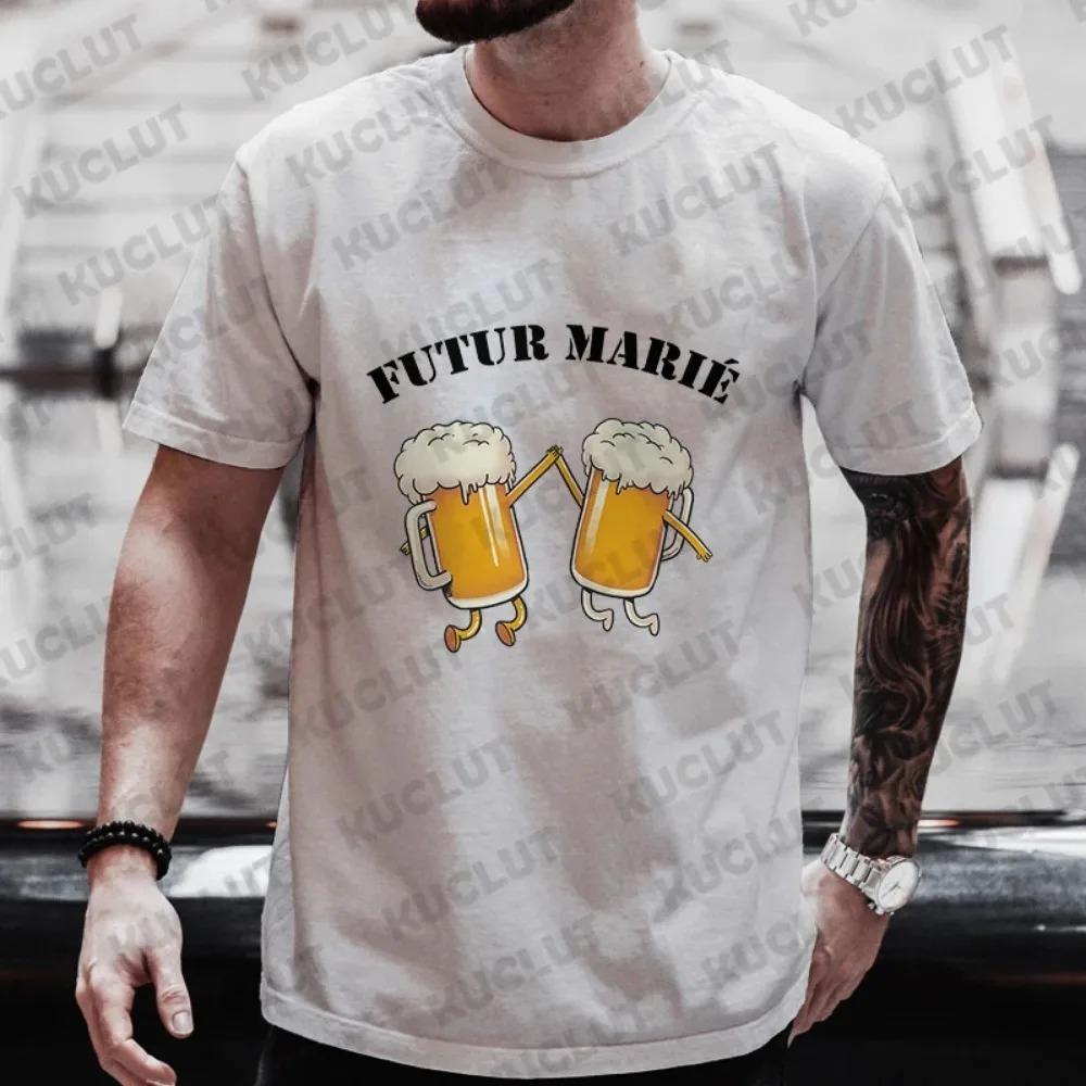 French Single Farewell Bachelor Stag Party Tshirt Summer Wedding Beer Graphic Tops Evg Team Tees Future Groom Man Squad T Shirt