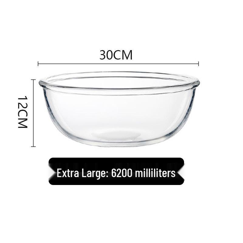 Large Heat-Resistant Glass Bowl for Fruit, Salad, Noodles, Soup, and Dough