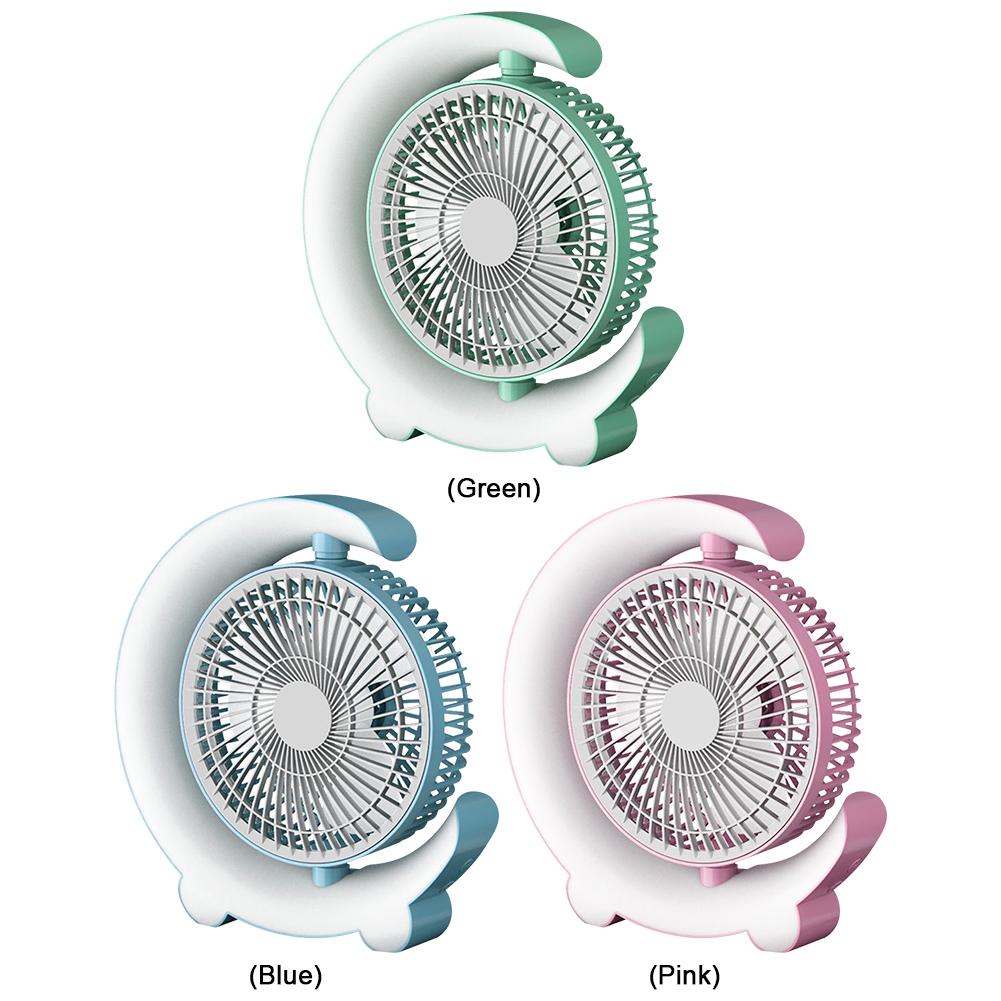 USB Desk Fan 3 Speeds with Colorful Light Portable Table Fan 360 Degree Rotatable Quiet for Home Office Bedroom Dorm Summer Gift