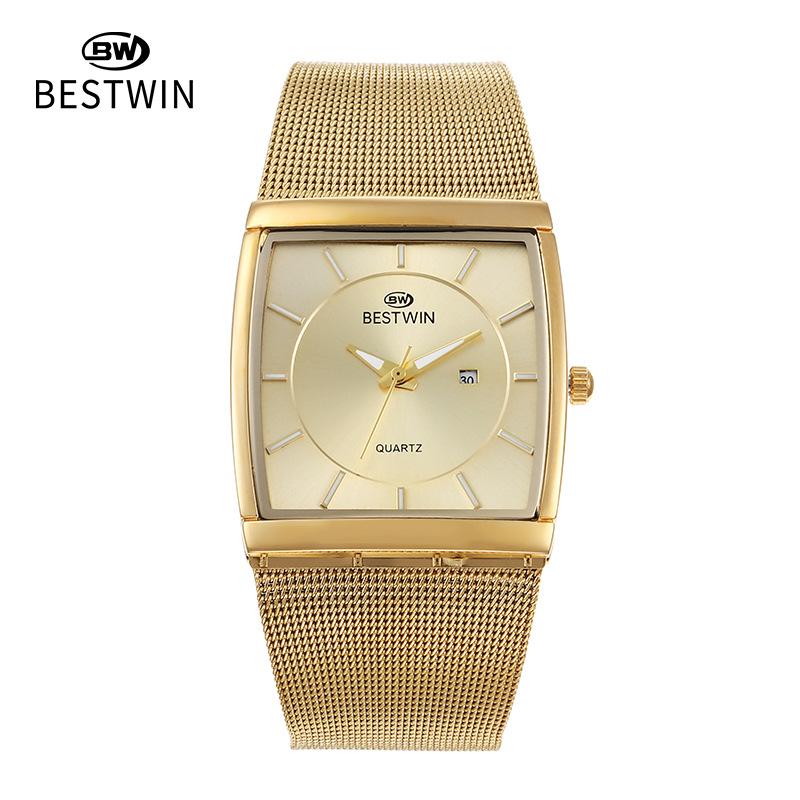 Fashion Ultra-thin Square Watch Male Internet Celebrity Mesh Belt Male Watch Quartz Watch Wristwatch