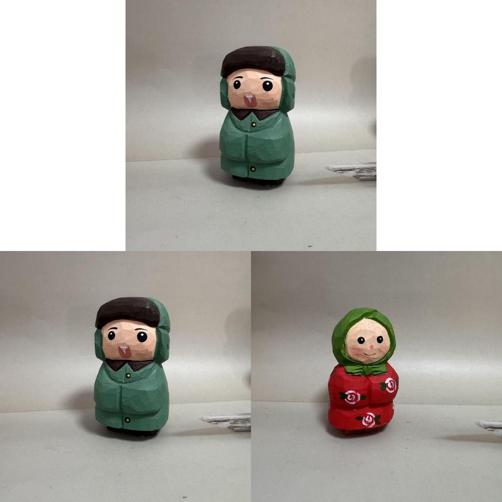 Handgefertigte Holzfigur für Zuhause und Büro Niedlicher Junge und Mädchen Stil
