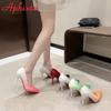 Fashion Aphixta 2024 High 10cm Stiletto Heels Pumps Women Shoes Gradient Two Shade Color Pointed Toe  Patent Leather Office Thin Heels