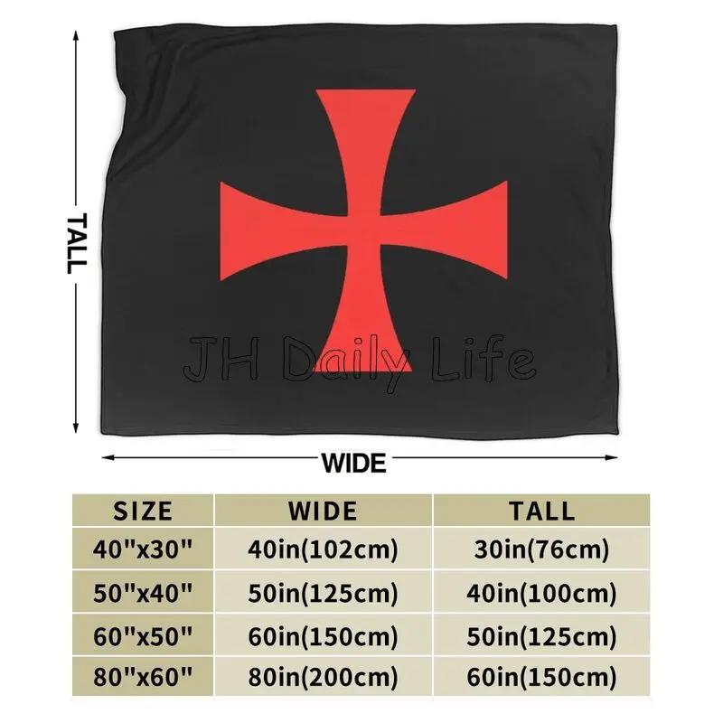Knights Templar Flag Flannel Fleece Blanket Lightweight Warm Cozy Anti-Pilling Fuzzy Throw Blankets for Travel Couch Bed Sofa