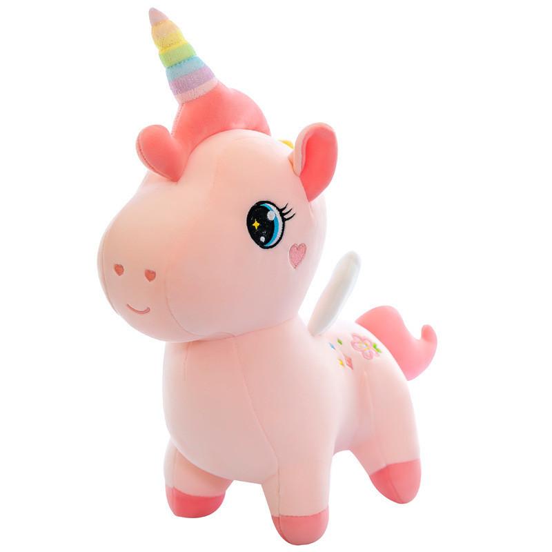 Plush Unicorn Doll With Cherry Blossom Embroidery Design For Daily Gift Kids