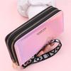 Portefeuille Long Double Fermeture Éclair pour Femme Pochette Monnaie Laser Cuir PU Souple Grande Capacité Porte-Cartes de Visite Arrivage