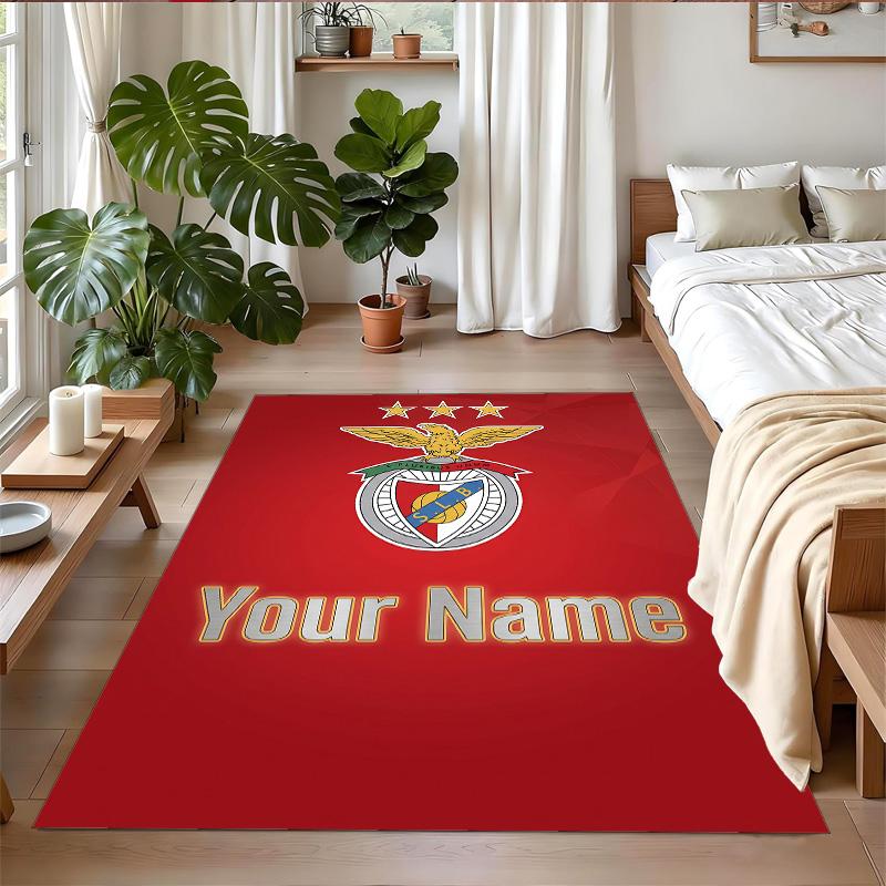 Crystal Velvet Rug Custom Name Text, Soft Non Slip Floor Mat Home DecorBenfica FC