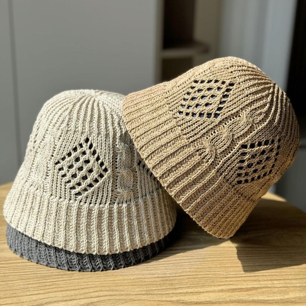 Wczesnowiosenny dziergany kapelusz rybacki Modny ażurowy kapelusz doniczkowy z kwiatem szydełkowym Kapelusz wyszczuplający twarz Letni wszechstronny kapelusz przeciwsłoneczny na zewnątrz dla kobiet