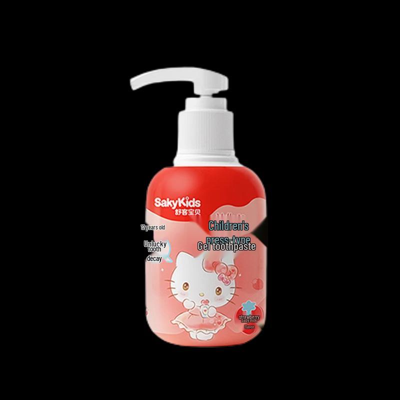 Saky Baby Hello Kitty Детская клубнично-йогуртовая гелевая зубная паста с дозатором
