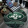 Custom Name New York Jets Round Area Rug,Carpet Rug for Living Room Bedroom Sofa Playroom Decor,Non-slip Floor Mat