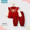 Youqi Spring Autumn Girls' Baby Clothes: 1st Birthday Formal Dress & Two-Piece Set