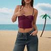 Summer new sexy slim crop PU leather European and American camisole for women