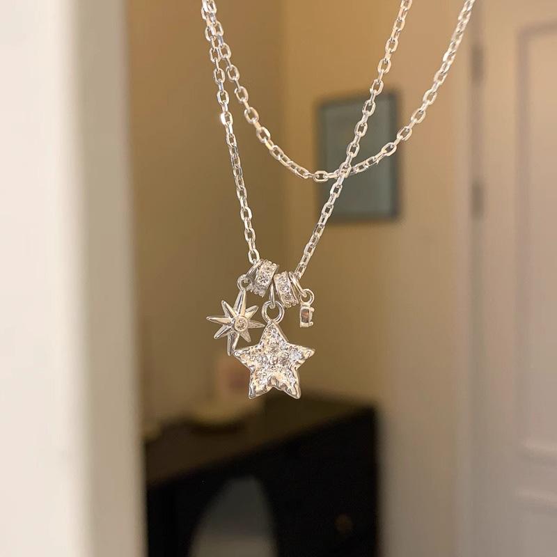 New 925 Silver Star Necklace Personality Charm Geometric Pendant Choker Birthday Gift Women's Fine Jewelry