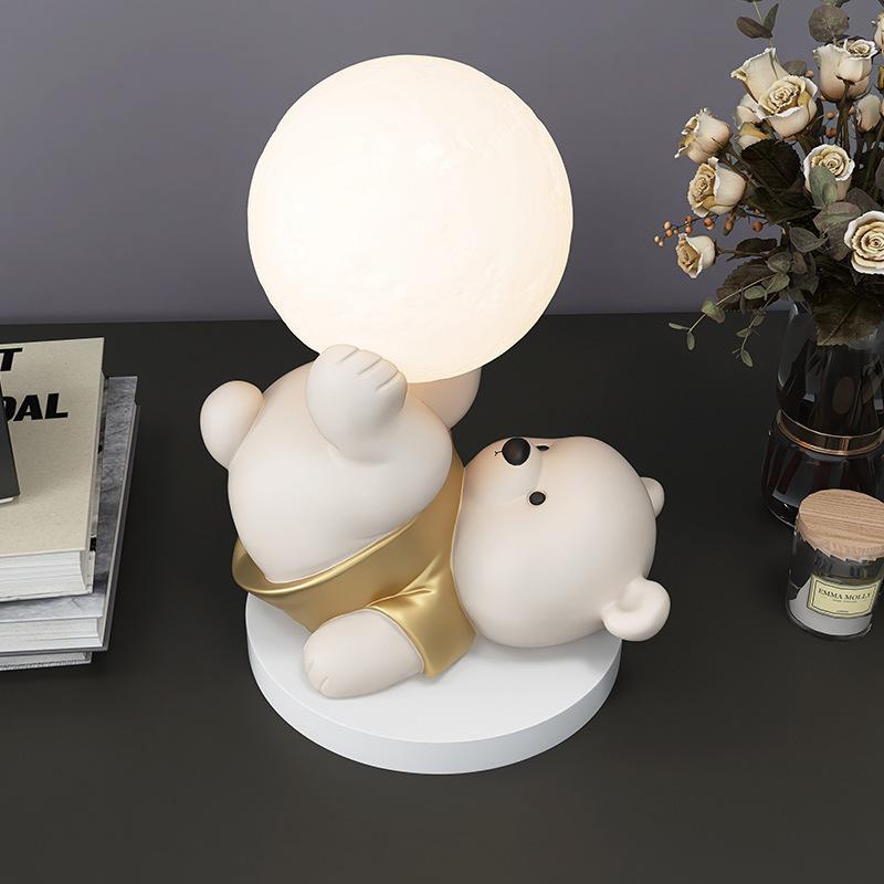 Heimdeko Niedlicher Bär Licht Statue Schreibtischdekoration Cartoon Tier Kleine Skulptur Nordisches Wohnzimmer Veranda Figur Raumdeko