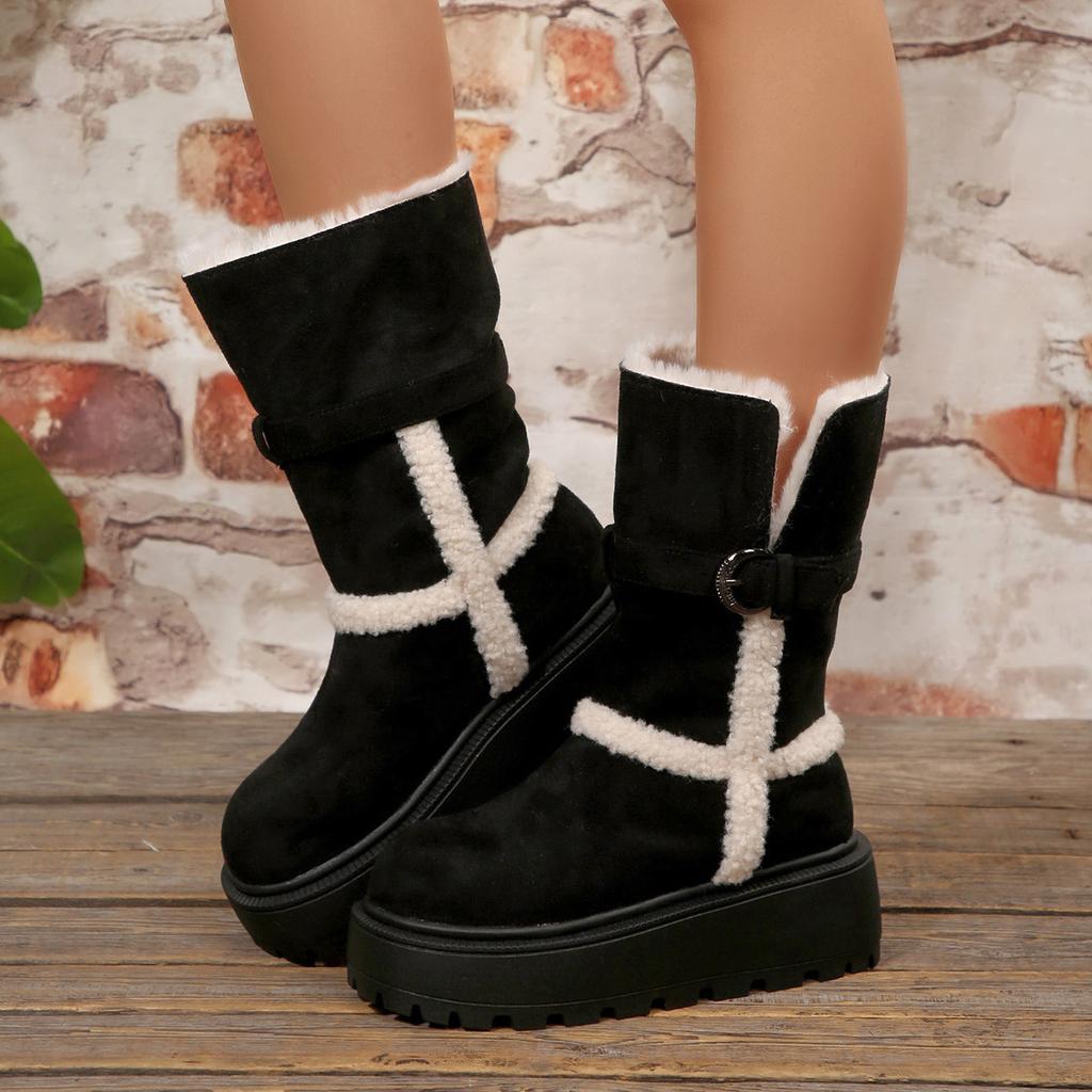 Thick-soled foldable snow boots 2025 new autumn and winter piled thick-soled warm short women's boots Northeast cotton boots