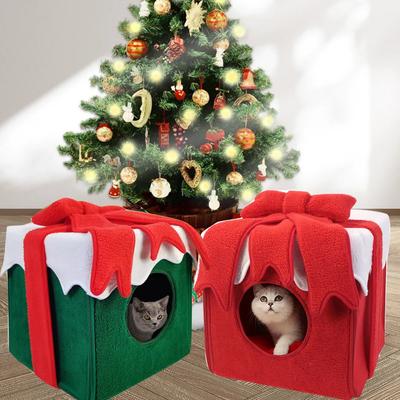 Christmas Gift  Cozy Nesk Cat House Cave Dog Kennel Winter Warm House Four Seasons Universal Sweet Kittens Basket Bed