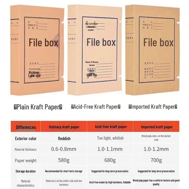Langxi Kraft Paper Archive Box (Pack of 10)