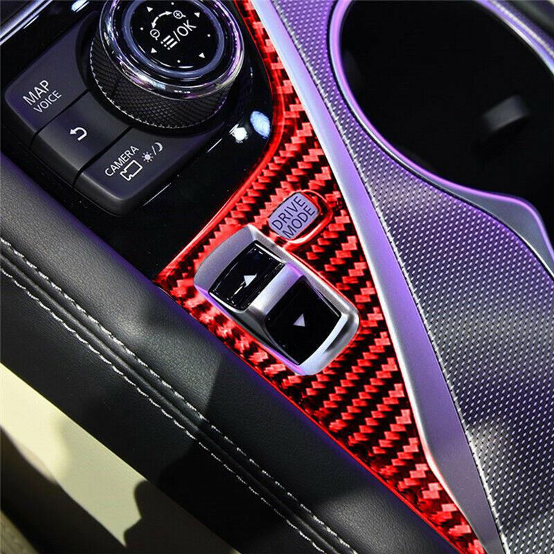 Red Carbon Fiber Central Console Drive Panel Cover Trim Fit For Infiniti Q50 Q60