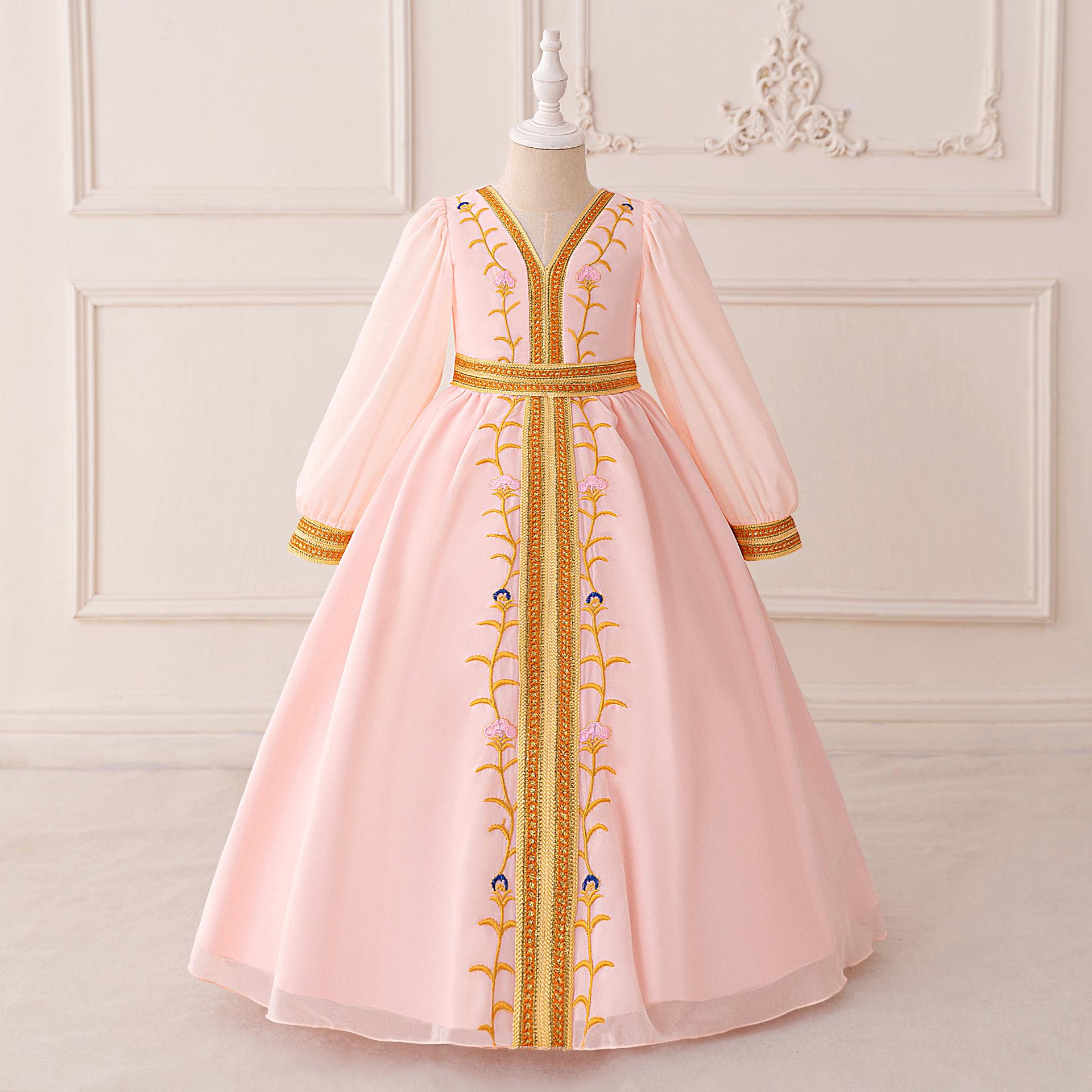 

Элегантное шифоновое вышитое вечернее платье для девочек с длинными рукавами 7 Years