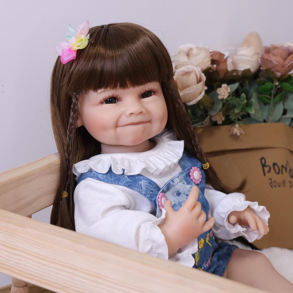 KEIUMI 55cm Reborn Girl Doll Full Silicone Vinyl Smiling Newborn Baby Doll toy Christmas Gifts Early Educational Playmate