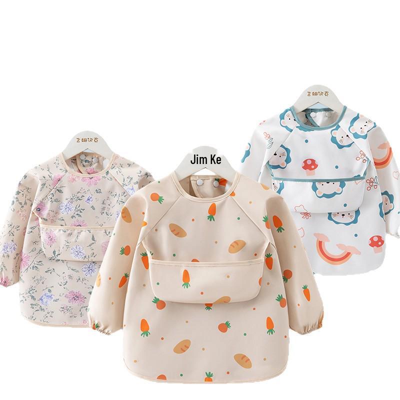 Waterproof Long-Sleeve Baby Bib for Infants & Toddlers - Anti-Stain and Dirt-Resistant Kindergarten Apron