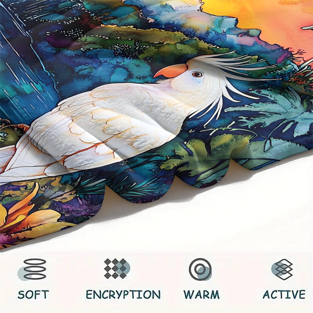 Rainforest Parrot Print Flannel Blanket, High Quality Comfortable for All Seasons, Home Decor, Warmth and Comfort, Perfect for Christmas Gifts
