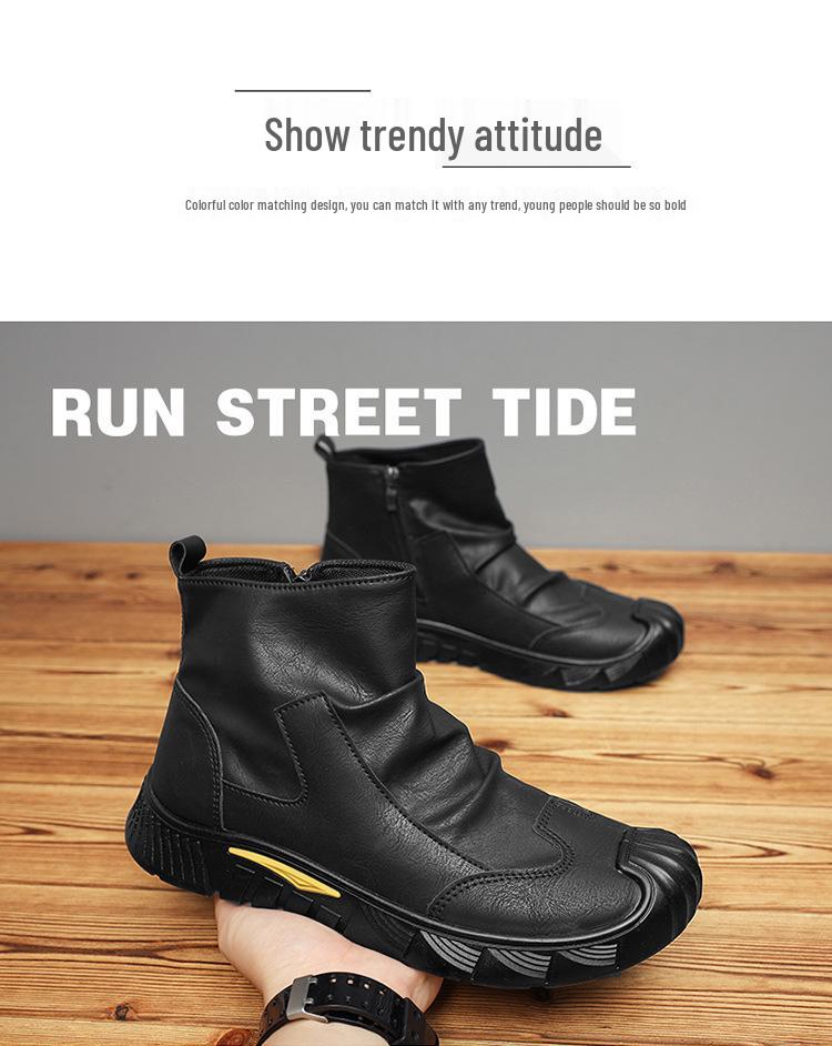 Men's Black Non-Slip Velvet Martin Boots - Wear-Resistant, Comfortable, and Stylish for Autumn/Winter