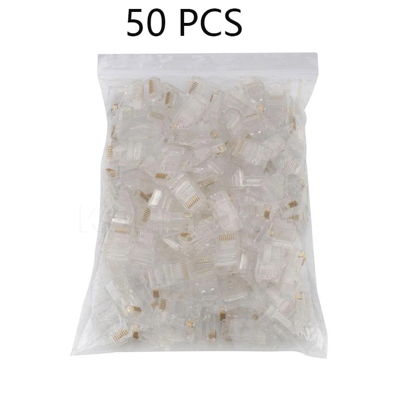 

50/100 шт. Модульний роз єм RJ45 для мережевого кабелю CAT5 LAN Професійні конектори Crystal End Позолочений 8P8C Обтискний UTP Ethernet