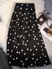 Jupe à pois taille haute élastique pour femmes petites - Coupe ajustée longueur midi, Améliore la hauteur et la silhouette pour le printemps et l'automne.
