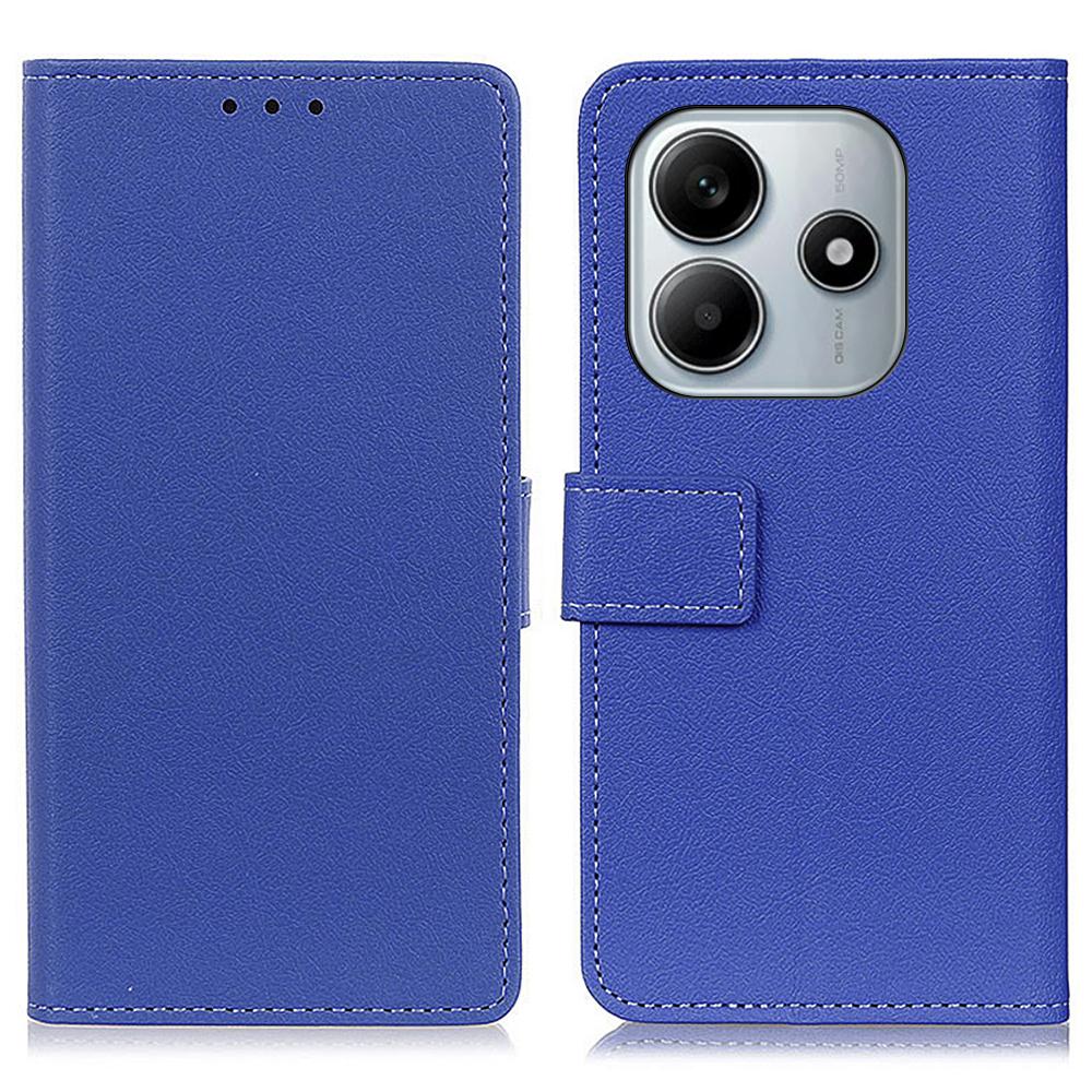 

Для Xiaomi Redmi Note 14 4G (163,25x76,55x8,16 мм) Чехол-подставка-кошелек из искусственной кожи Blue