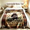 Coperta Personalizzata Tema Orsacchiotto Nome e Testo Personalizzati Morbida Calda Coperta da Divano Decorazione per la Casa