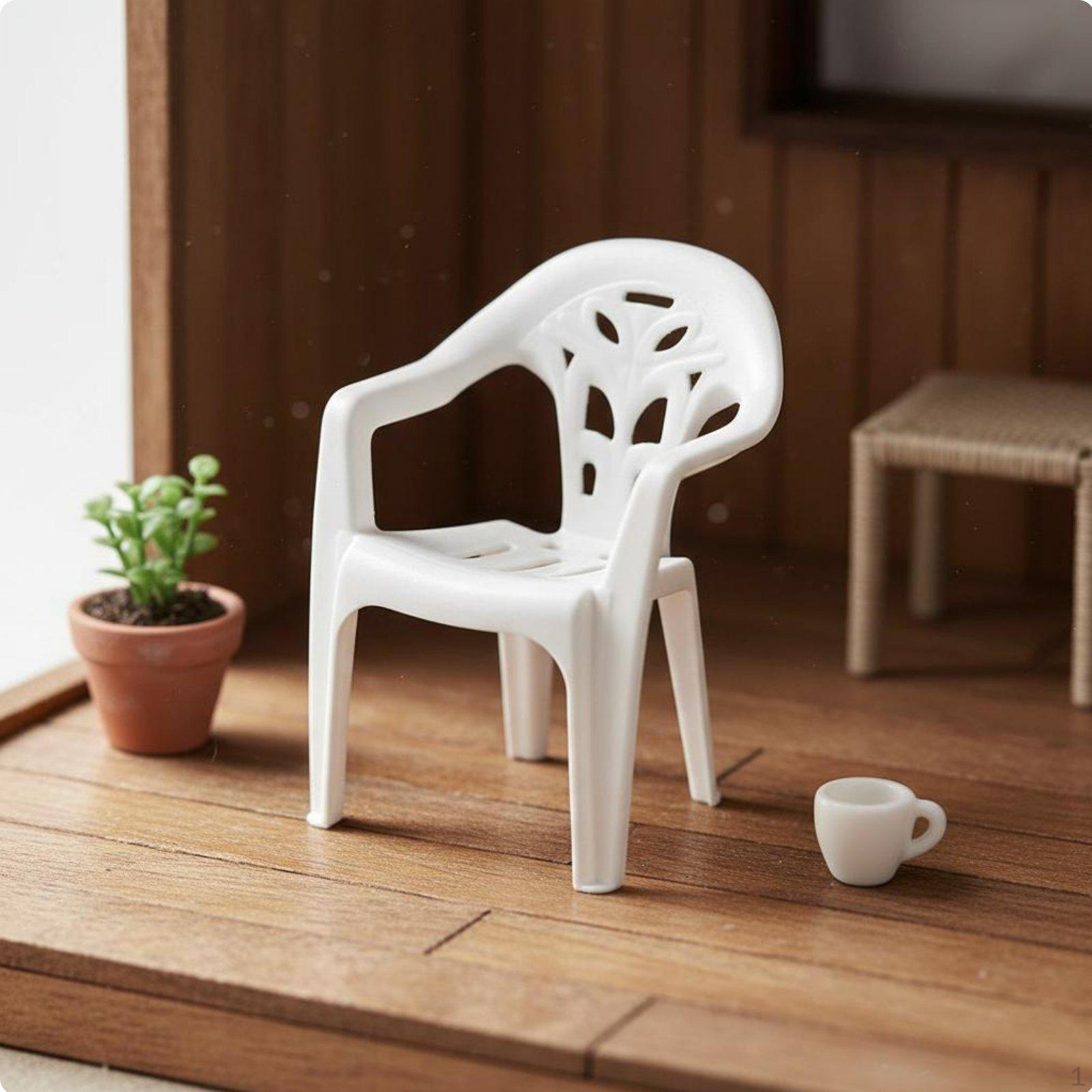 Miniature Armchair Realistic Design Tiny Chair Model Dollhouse Stacking for Kids, Doll белый