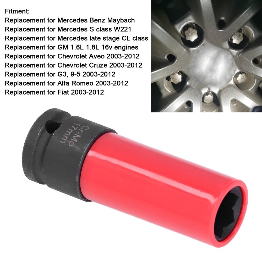 1/2 Inch Drive Wheel Lug Nut Sleeve 17mm Size Anti Theft Socket Tire Maintenance Technicians