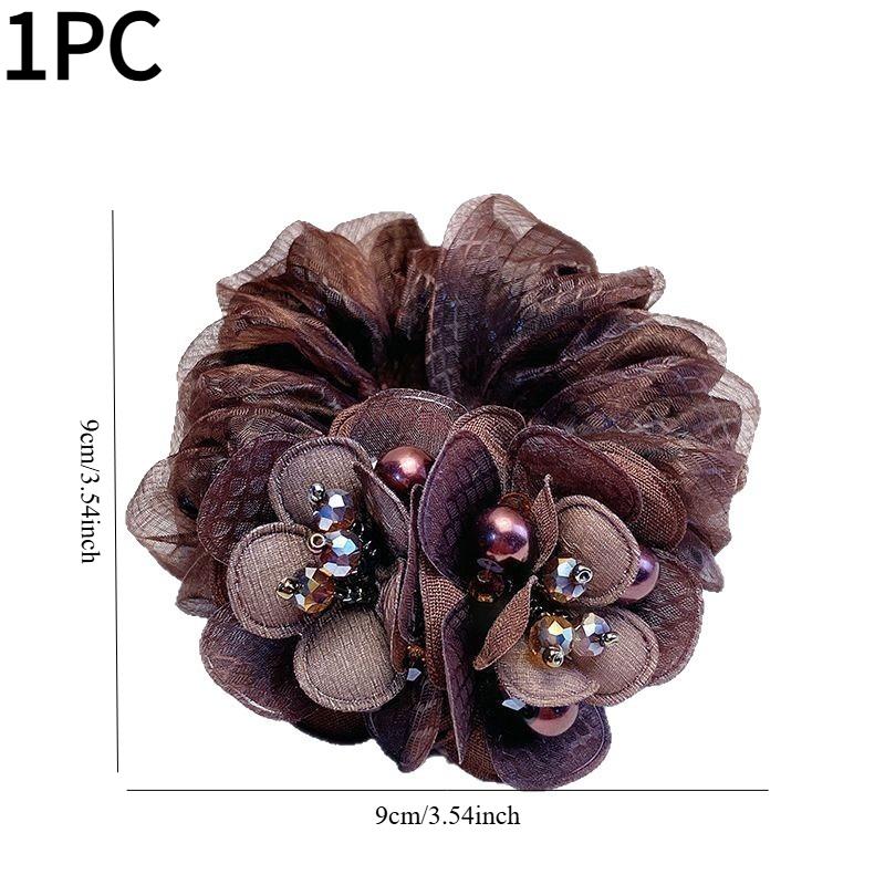 1PC Premium Sense Headband Head Flower Tie Hair Rubber Band Hair Accessories Double Mesh Disc Hair Large Intestine Hair Band